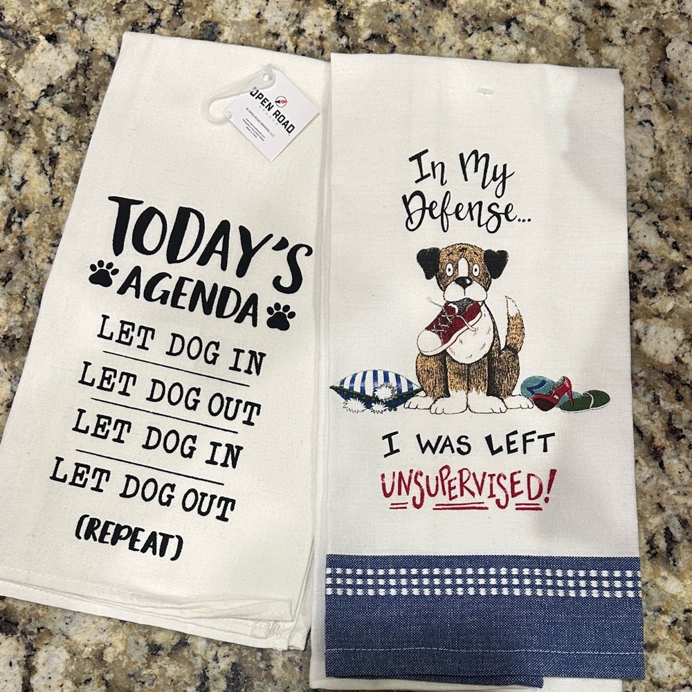 Dog-Themed Kitchen Towels - White